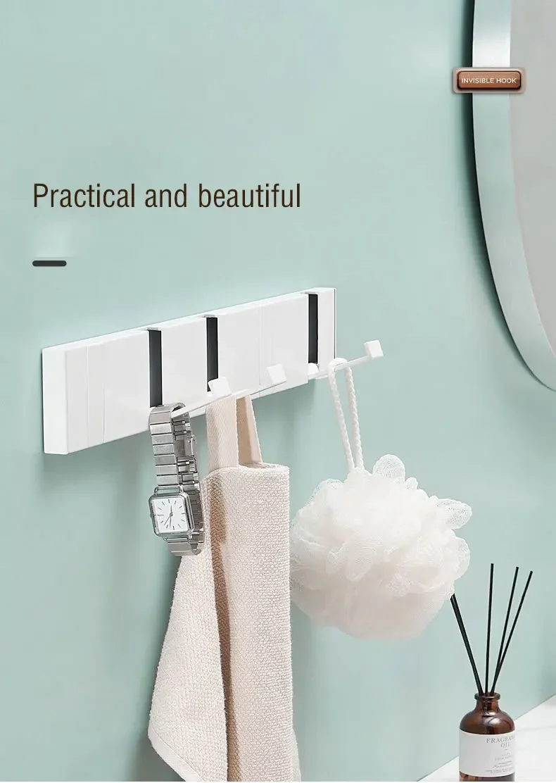 Foldable Coat Rack Bathroom Wall Hanger Shelves Steel Shelf Behind Door Hooks Clothes Organizer Key Storage Towel Rack Furniture