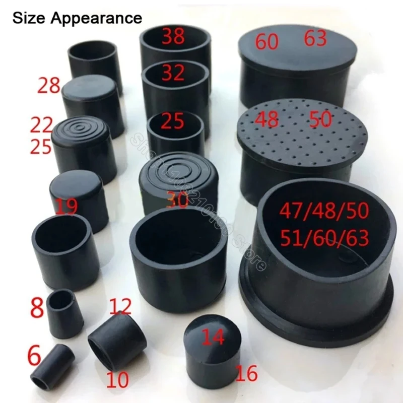 Round Rubber Chair Leg Pad 6/8/10/12/14/16/20/25/30-120mm Furniture Foot Table End Plugs PVC Mute Anti-Skid Floor Protector Caps