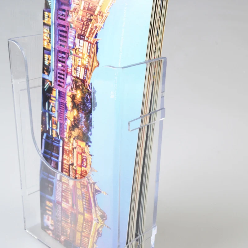 Acrylic Transparent Single-Layer Wall-Mounted Folder Plastic Shelf File Rack 1/3 A4 Office Data Storage Display Rack Stationery