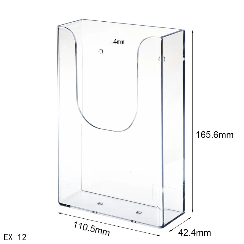 Acrylic Transparent Single-Layer Wall-Mounted Folder Plastic Shelf File Rack 1/3 A4 Office Data Storage Display Rack Stationery