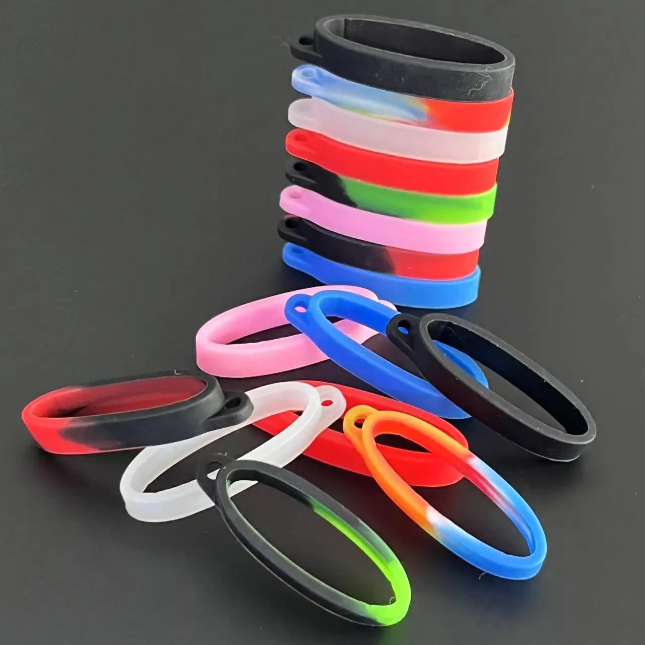 40mm Silicone Ring Lanyard Band With Hole For Box Mechanical Rod Accessories Rope Hanging Loop Keychain Rubber Decoration