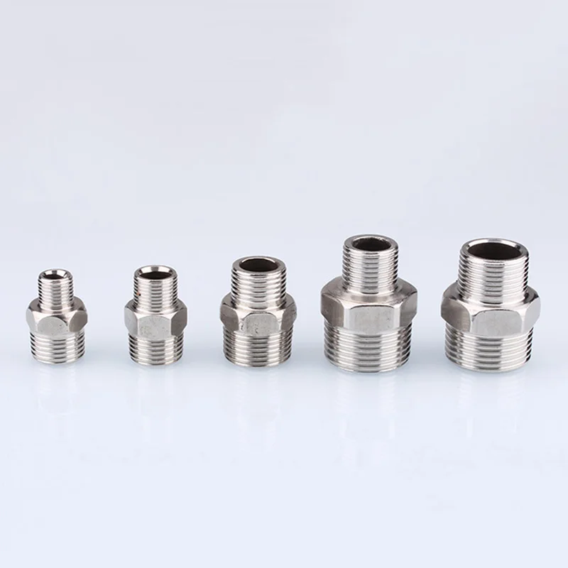 1-10pcs Nipple Connector 1/8"1/4"3/8" 1/2" 3/4"1" Stainless Steel Double Male Thread Equal/Reducing Connector Length 30-100mm