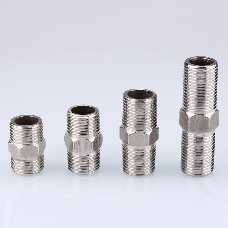 1-10pcs Nipple Connector 1/8"1/4"3/8" 1/2" 3/4"1" Stainless Steel Double Male Thread Equal/Reducing Connector Length 30-100mm