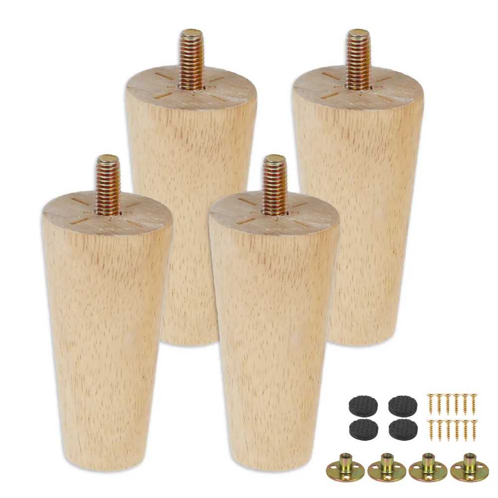 4Pcs Solid Wood Furniture Leg Kit 8/15/20cm Height Furniture Feet Oblique/Straight Table Feet Non-slip Furniture Floor Protector