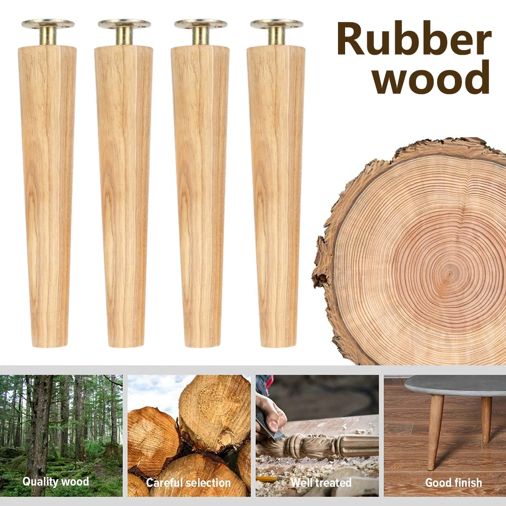 4Pcs Solid Wood Furniture Leg Kit 8/15/20cm Height Furniture Feet Oblique/Straight Table Feet Non-slip Furniture Floor Protector
