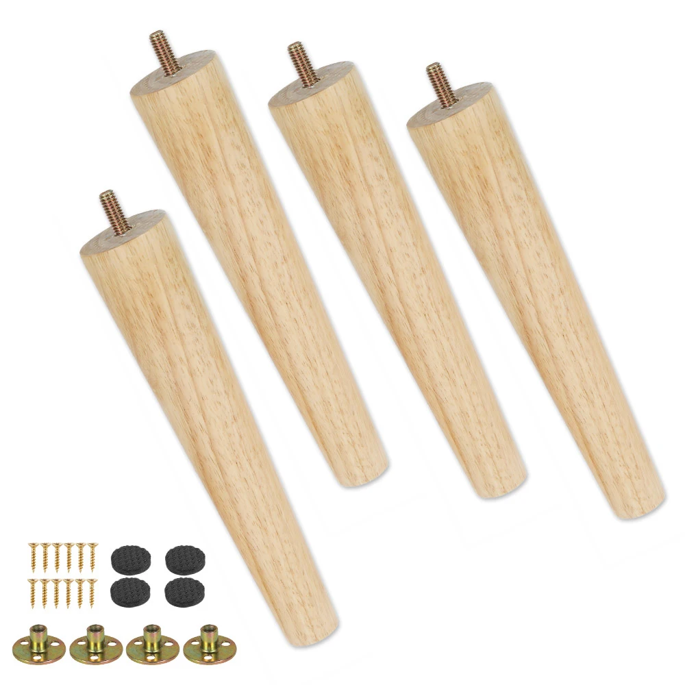 4Pcs Solid Wood Furniture Leg Kit 8/15/20cm Height Furniture Feet Oblique/Straight Table Feet Non-slip Furniture Floor Protector