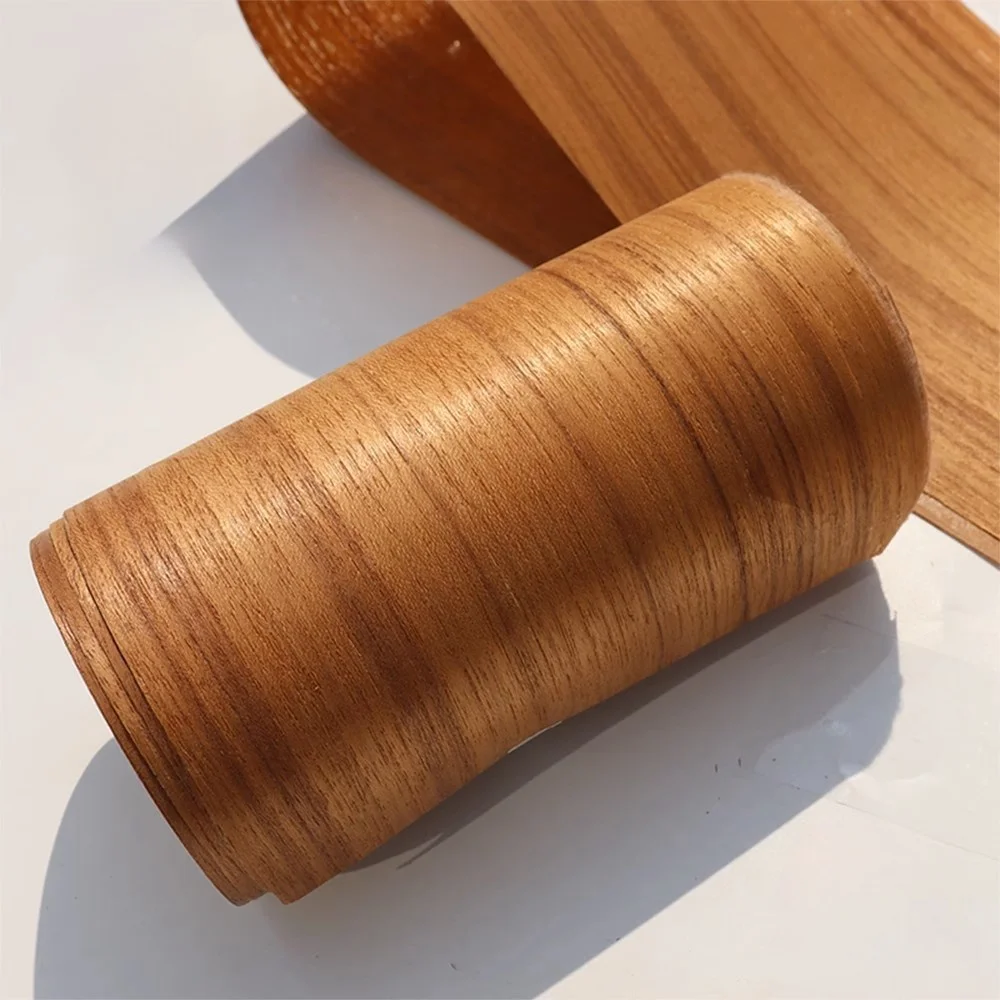 Natural Teak Wood Veneer Furniture Decoration Wooden Door Veneer 14x250cm T0.2mm