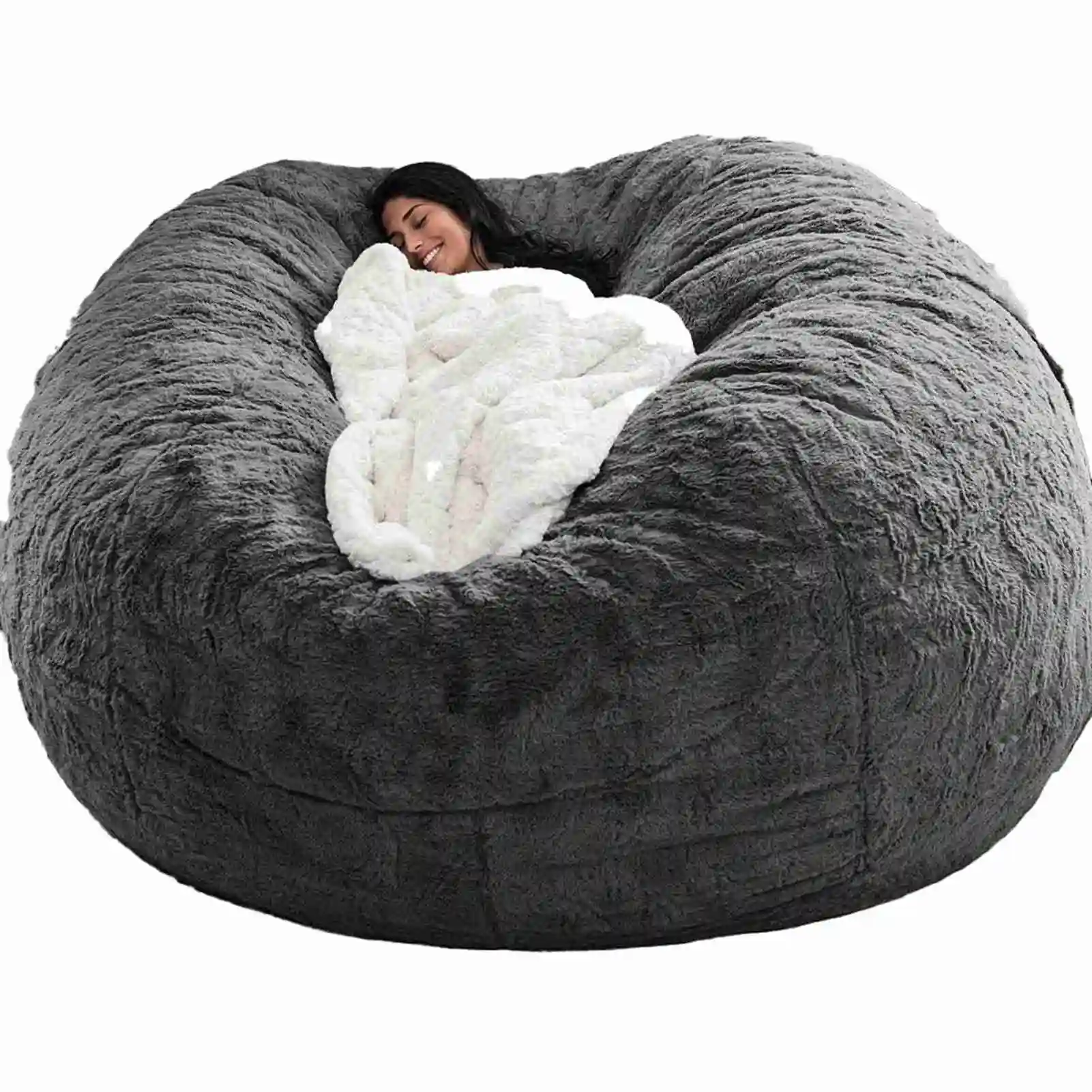 No Stuffed Gray Bean Bags Chair Giant Bean Bags Pouf Sofa Bed Puff Futon Room Seat Tatami Relax Lounge Furniture Only Bags Case