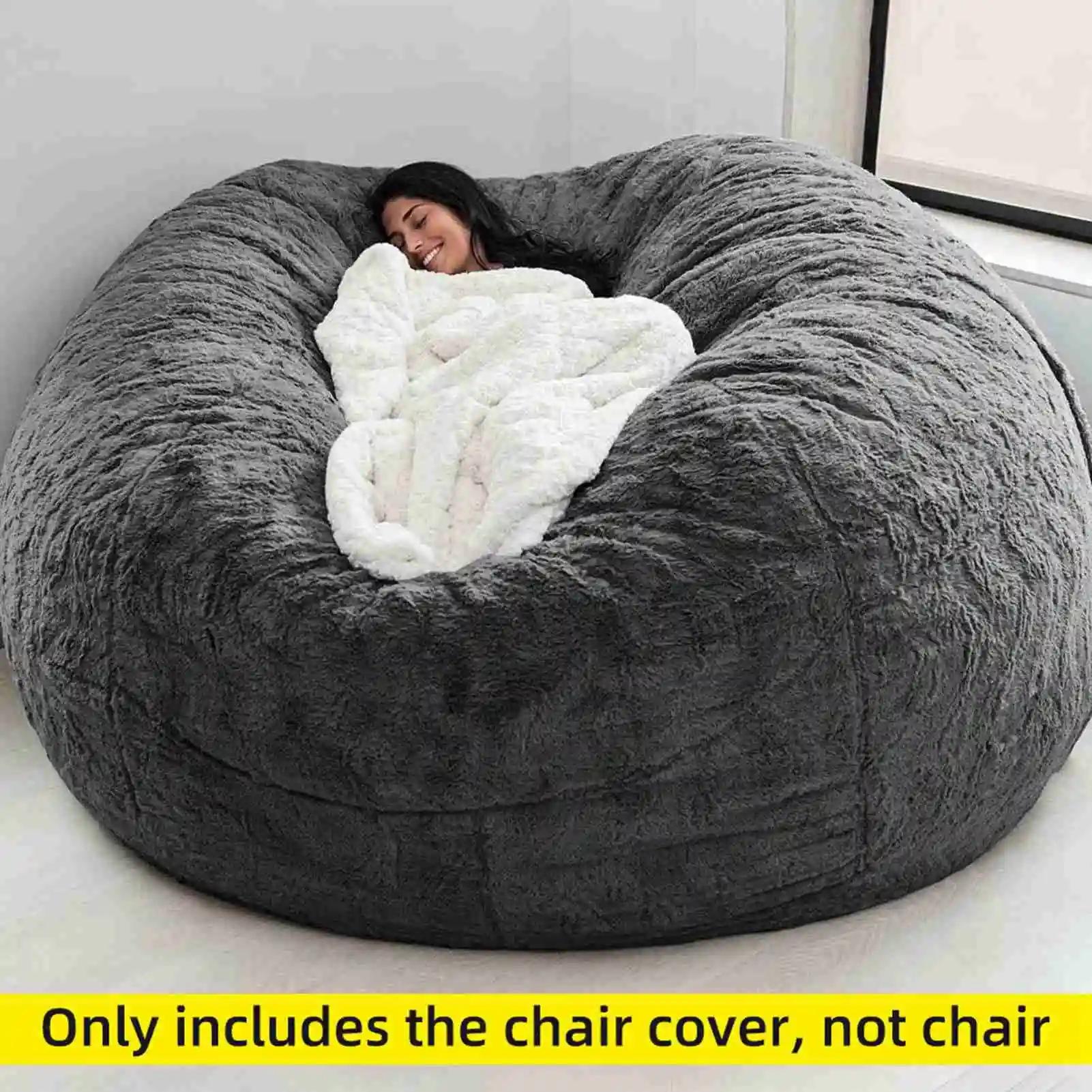 No Stuffed Gray Bean Bags Chair Giant Bean Bags Pouf Sofa Bed Puff Futon Room Seat Tatami Relax Lounge Furniture Only Bags Case