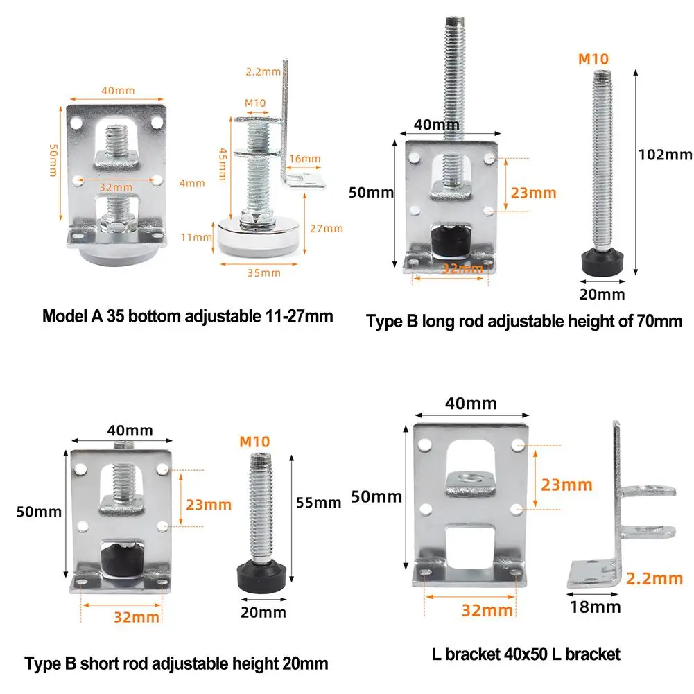 Heavy Duty Furniture Levelers Leveling Feet Adjustable Leveler Legs For Cabinets Tables workbench Shelving Units