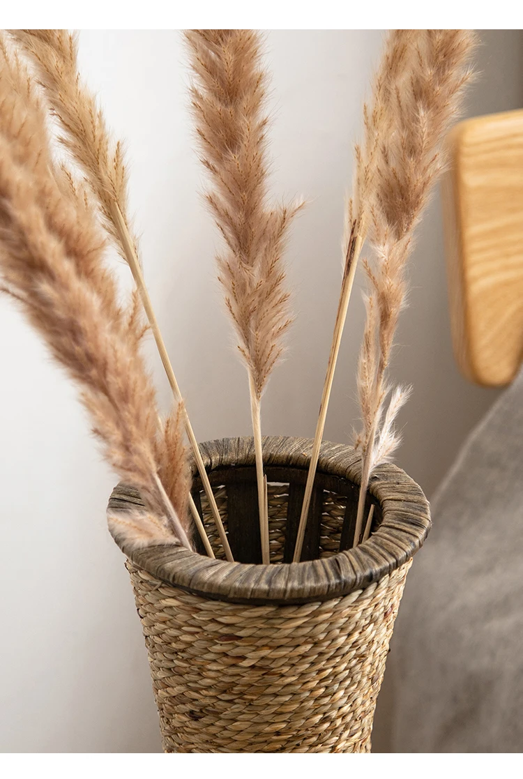 Vintage Rattan Flower Basket Bamboo Woven Vase for Dried/Fresh Flowers Boho Home Decor Planter Farmhouse Living Room Centerpiece