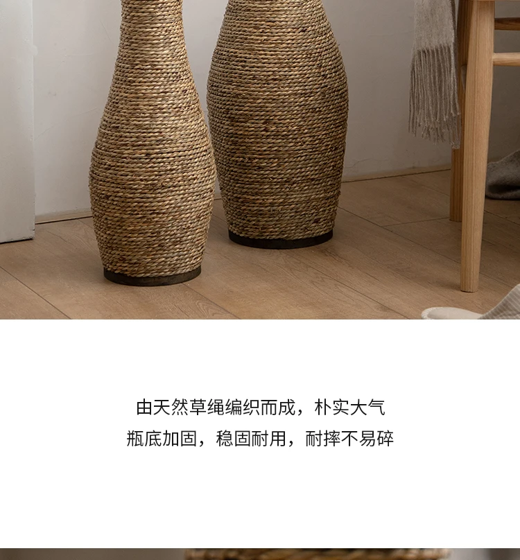 Vintage Rattan Flower Basket Bamboo Woven Vase for Dried/Fresh Flowers Boho Home Decor Planter Farmhouse Living Room Centerpiece