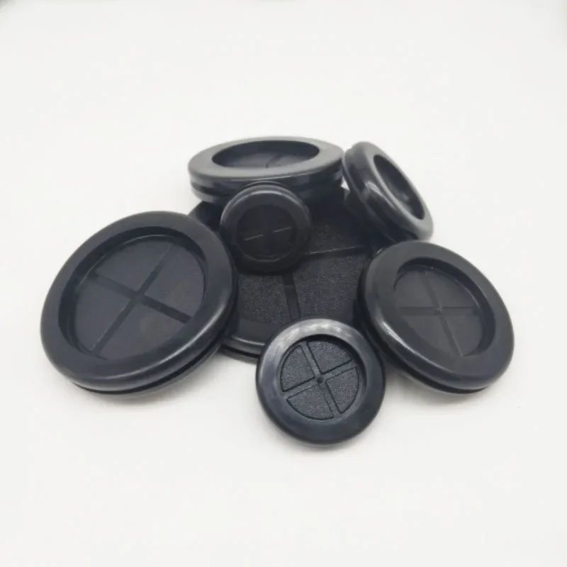 Round Rubber Grommet for Electrical Cable Double Sided Protector Black Eyelet Fireproof Hole Plug Dustproof Plastic Coil