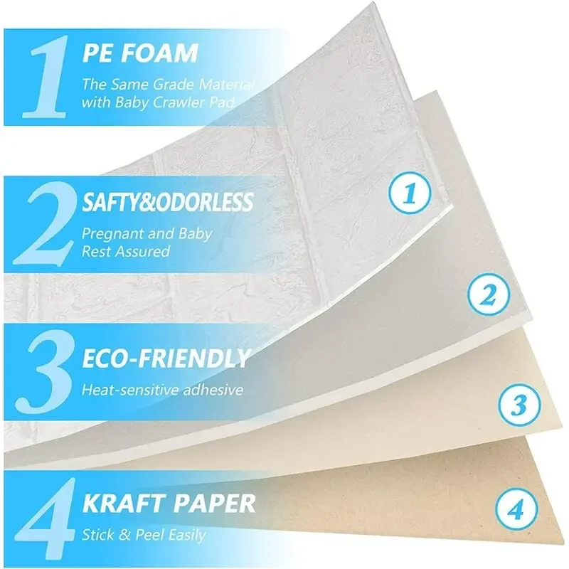 10pcs 3D Sticker Self-Adhesive Wallpaper Anti-Household Wall Impact Decorative Sticker Furniture Accessories