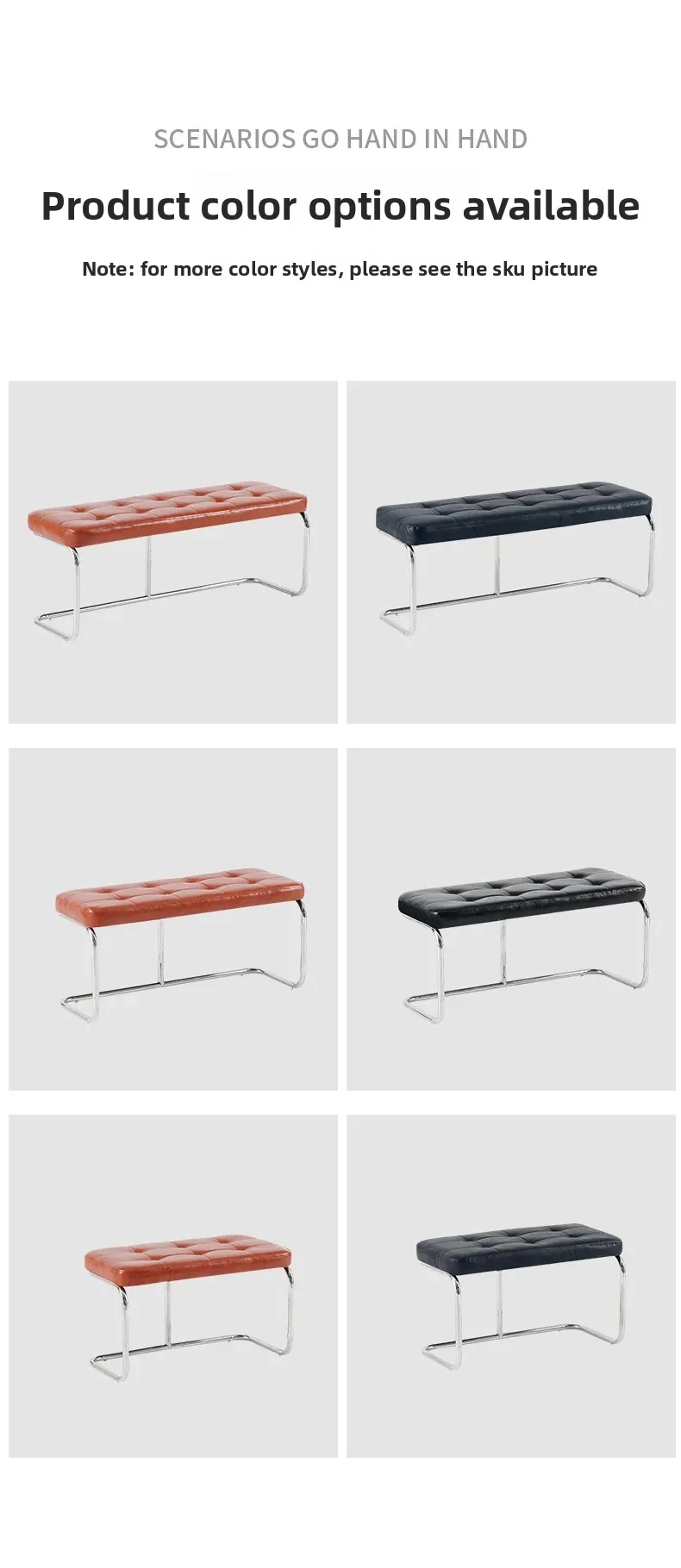 Vintage Mid-Century Bench with Metal Legs, Cat Claw Upholstery Entryway Shoe Seat, Long Makeup Stool for Bedroom Retro Chair