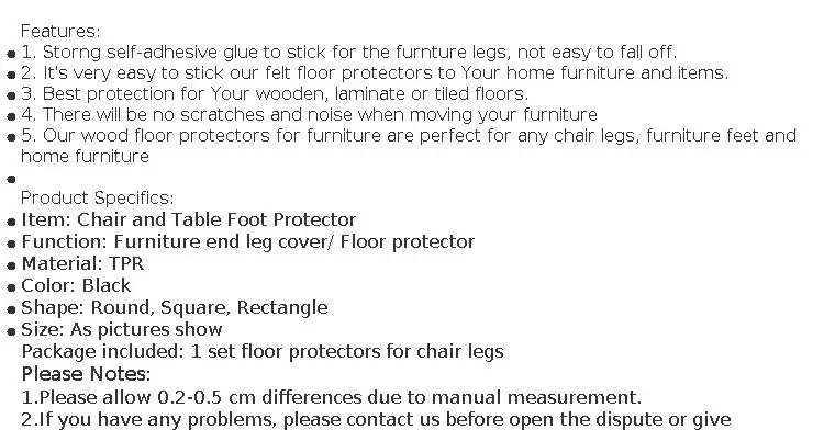 Self Adhesive Furniture Leg Rug Anti Scratch Floor Protectors For Chair Table Foot Covers Anti Slip Furniture Chair Leg Caps