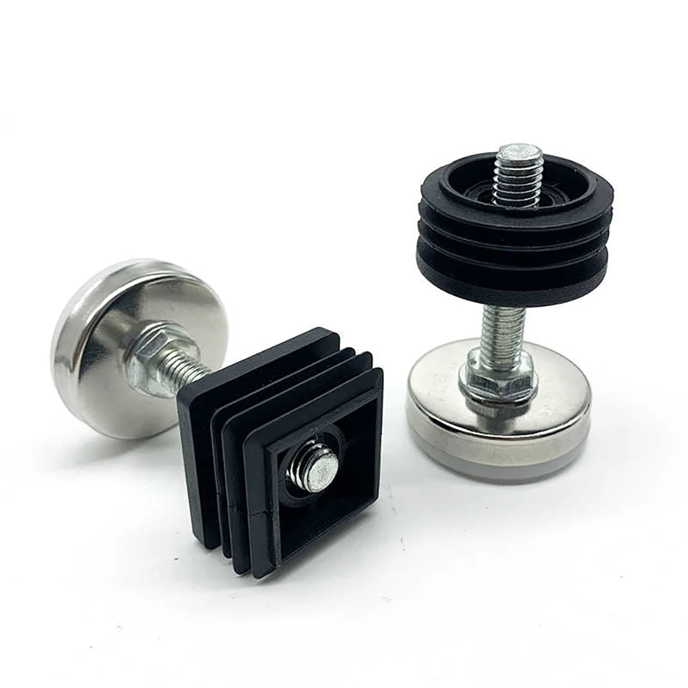1-100Pcs M8 Adjustable Furniture Feet And Square/Round Tube Plug With Nuts Black Sofa Chair Table Leveler Legs For Furniture