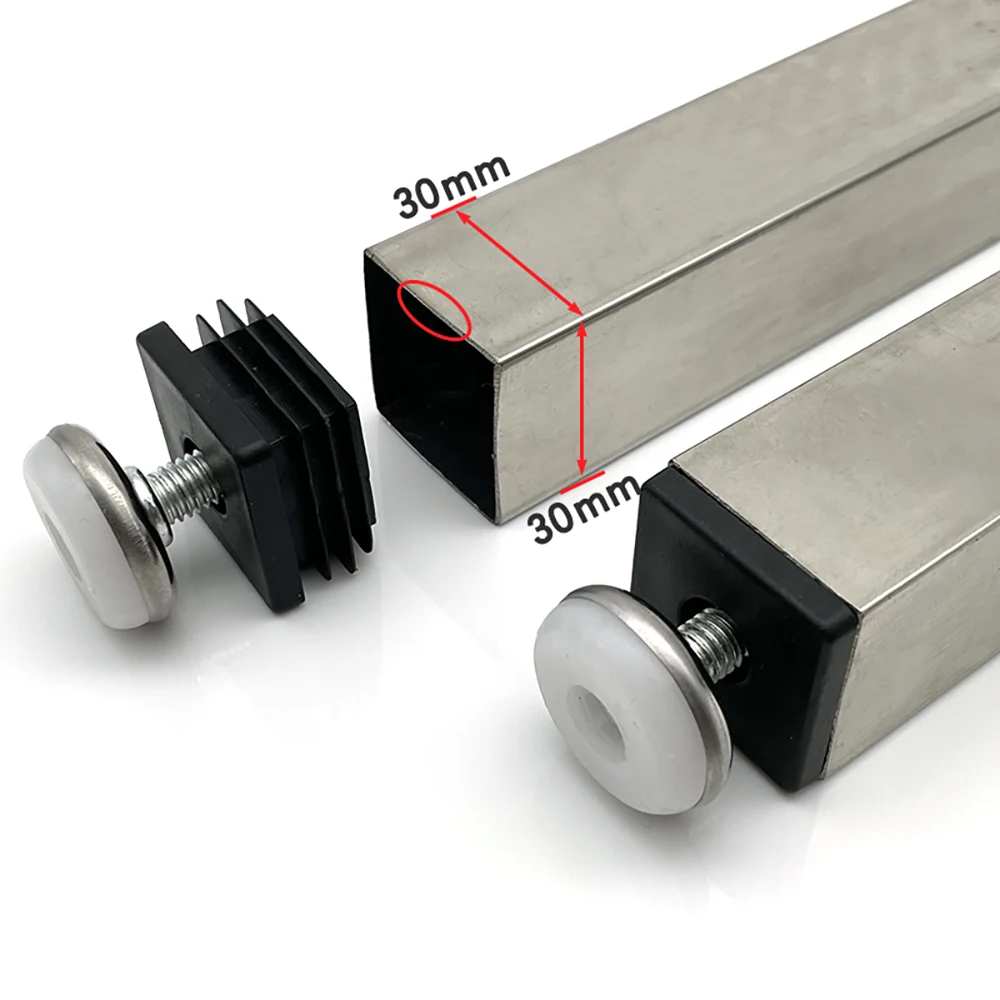 1-100Pcs M8 Adjustable Furniture Feet And Square/Round Tube Plug With Nuts Black Sofa Chair Table Leveler Legs For Furniture