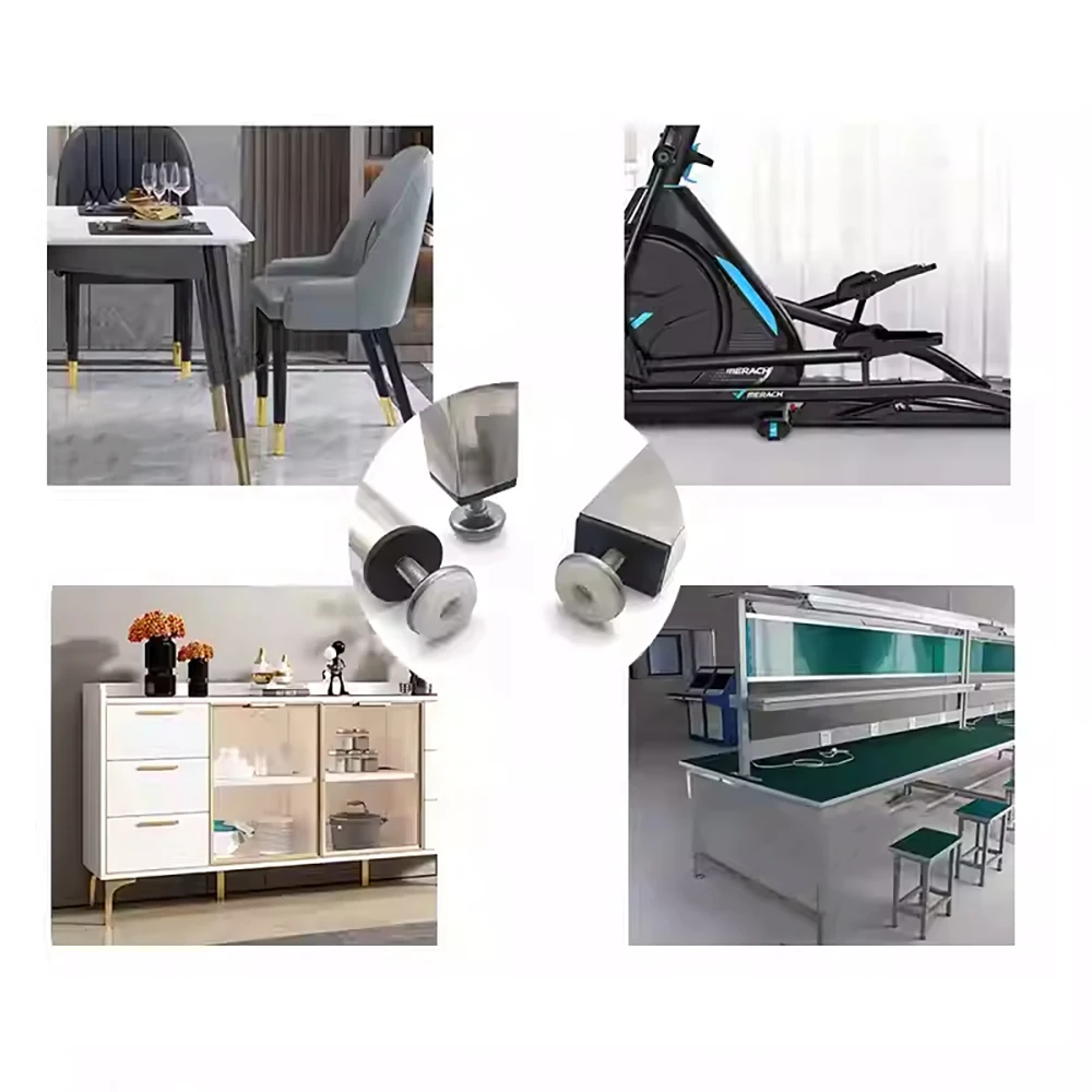 1-100Pcs M8 Adjustable Furniture Feet And Square/Round Tube Plug With Nuts Black Sofa Chair Table Leveler Legs For Furniture