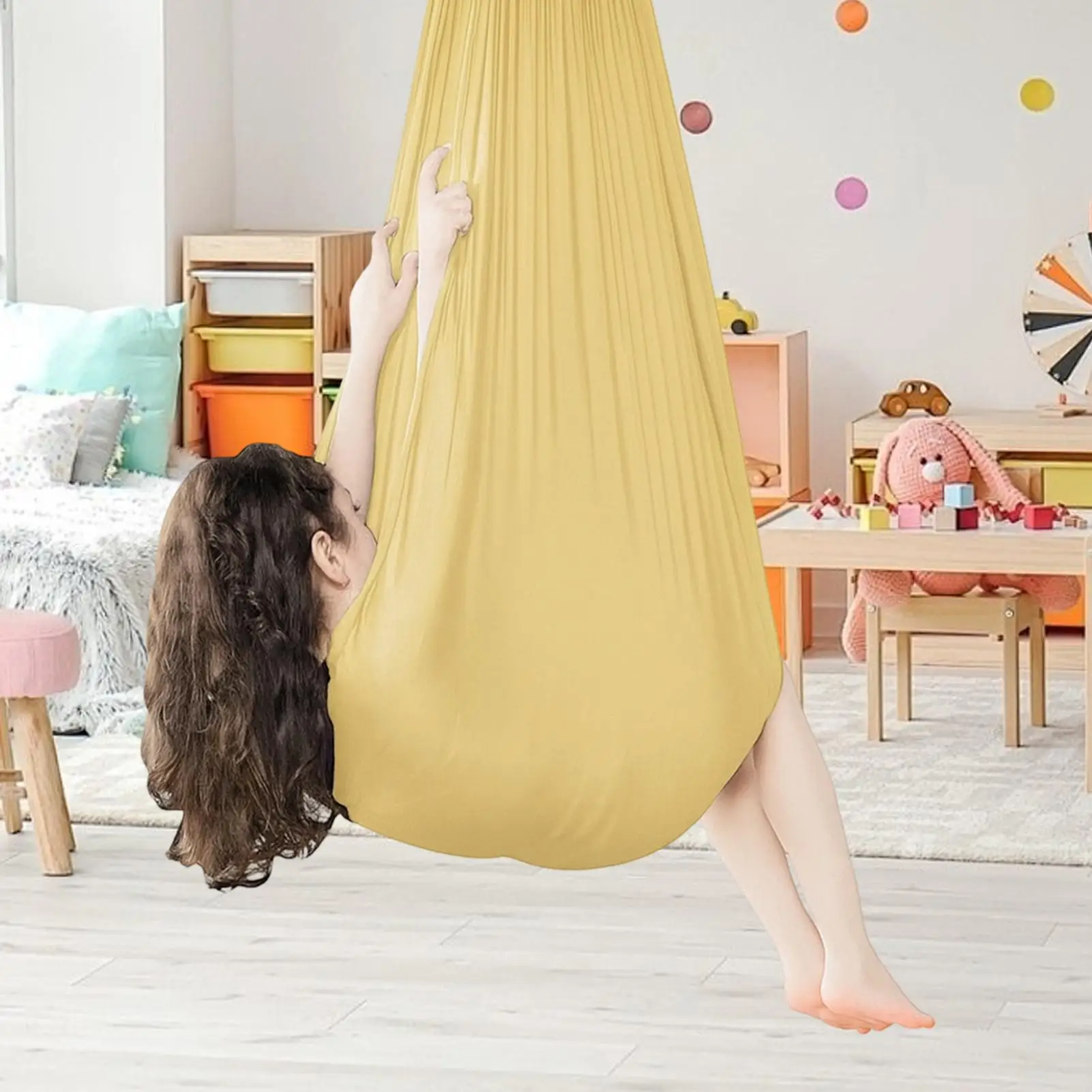 Elastic Swing Hammock Indoor and Outdoor Children's Sensory Hammock Adjustable Swing Hammock Healing & Relaxing Swing