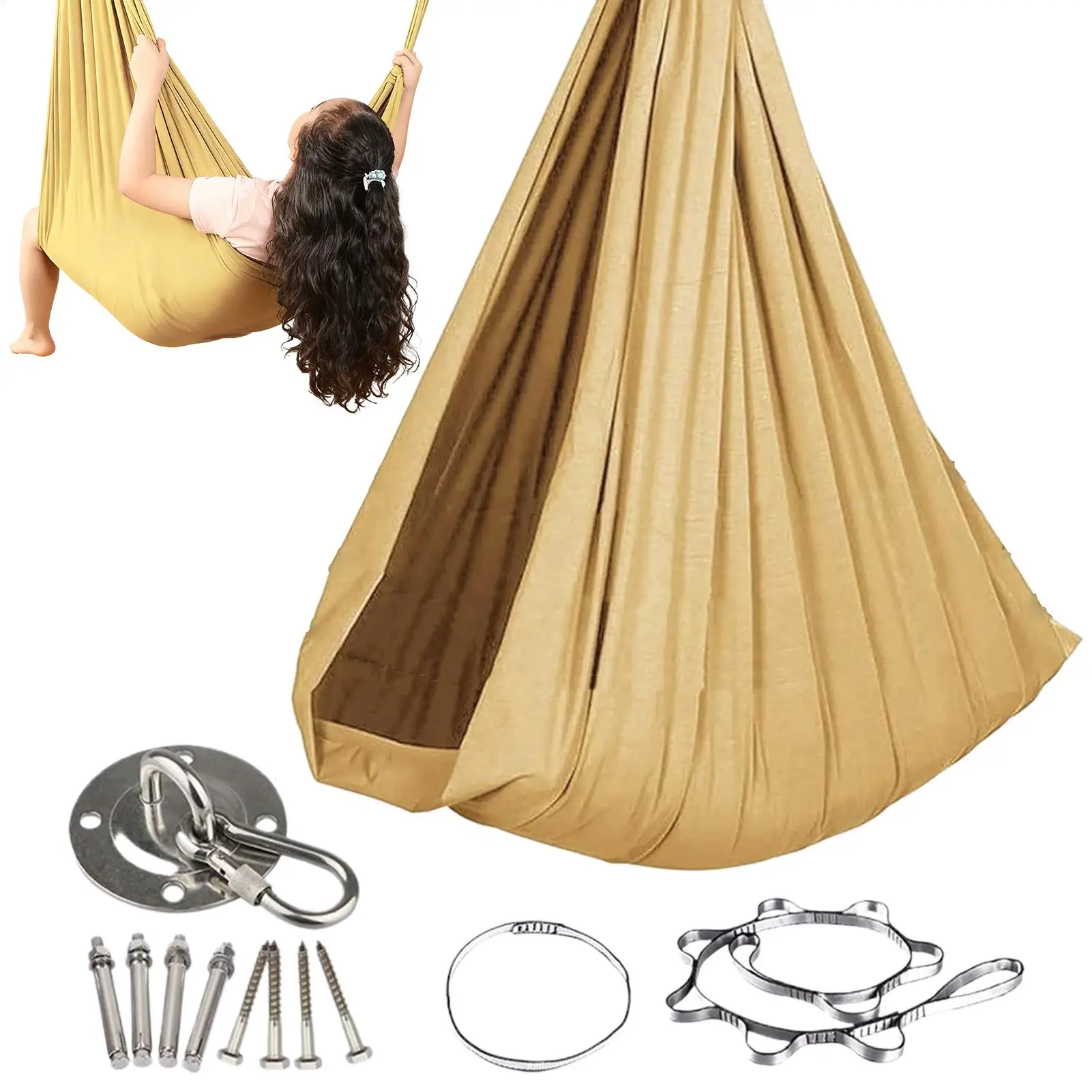 Elastic Swing Hammock Indoor and Outdoor Children's Sensory Hammock Adjustable Swing Hammock Healing & Relaxing Swing