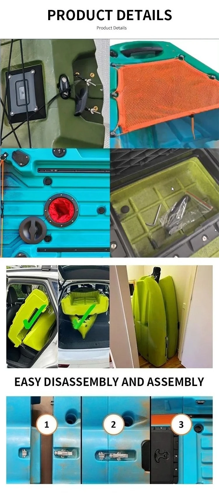 1PC Pedals Detachable Foldable Kayak with Electric Motor New Designed A06024 1 Person Modular Fishing Kayak