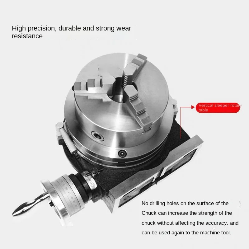 4 Inches Rotary Table Milling Indexing Head Universal Indexing Plate with Three-Jaw Chuck for Vertical And Horizontal Milling