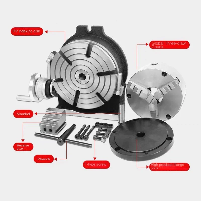 4 Inches Rotary Table Milling Indexing Head Universal Indexing Plate with Three-Jaw Chuck for Vertical And Horizontal Milling