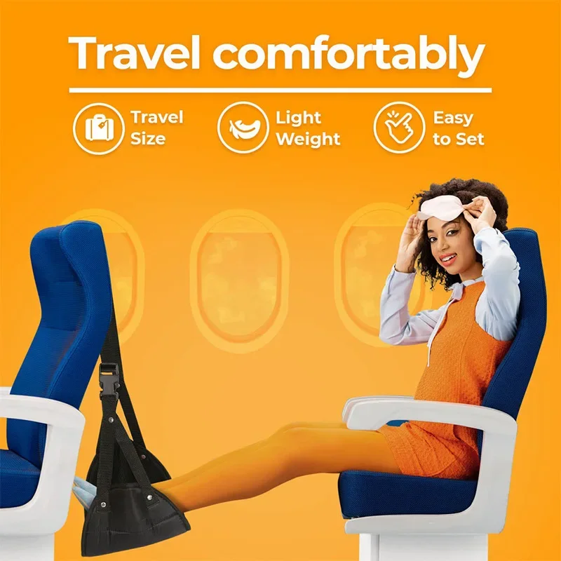 Portable Adjustable Leg Hammock with Comfortable Foot Support for Airplane Office and Car Travel Outdoor Furniture Use
