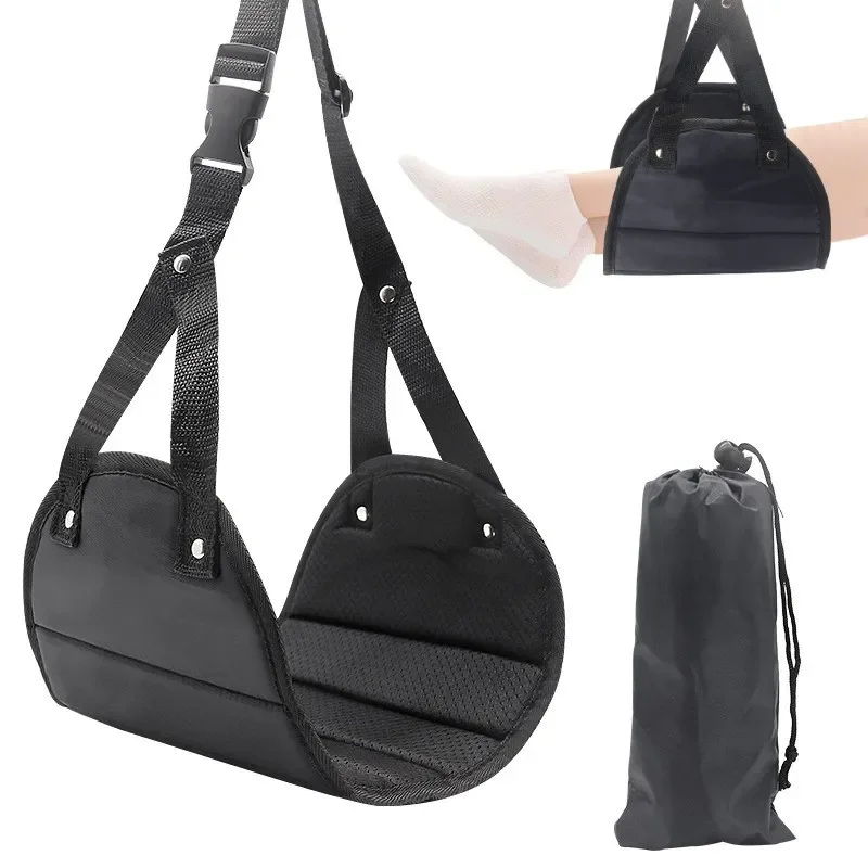 Portable Adjustable Leg Hammock with Comfortable Foot Support for Airplane Office and Car Travel Outdoor Furniture Use