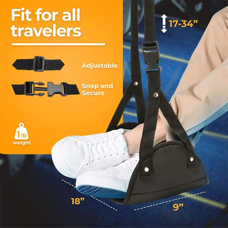 Portable Adjustable Leg Hammock with Comfortable Foot Support for Airplane Office and Car Travel Outdoor Furniture Use