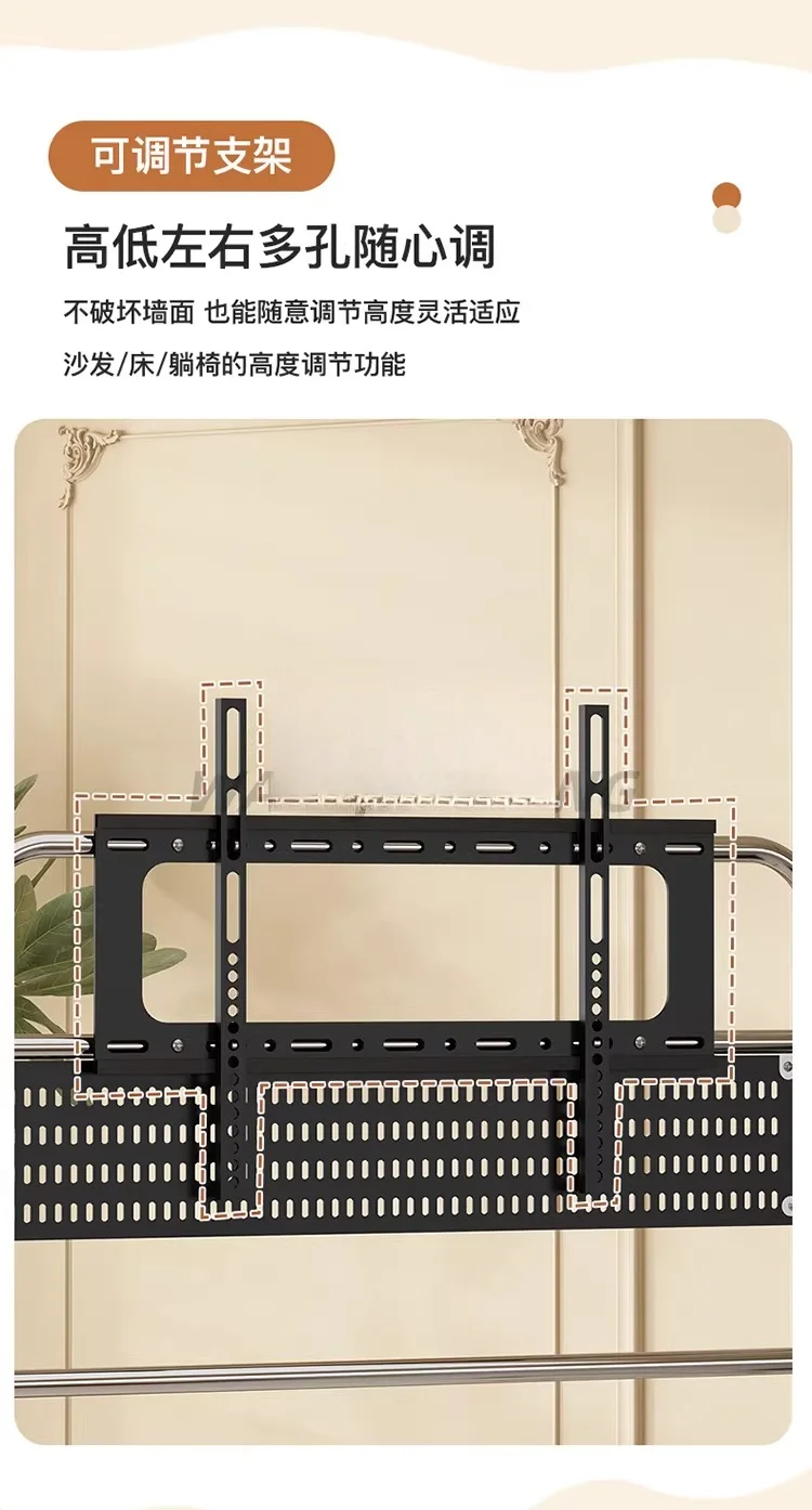 Home Simple Mobile TV Stand Stainless Steel Multifunctional Rolling Cart with Storage for Living Room Bedroom Office Small Space