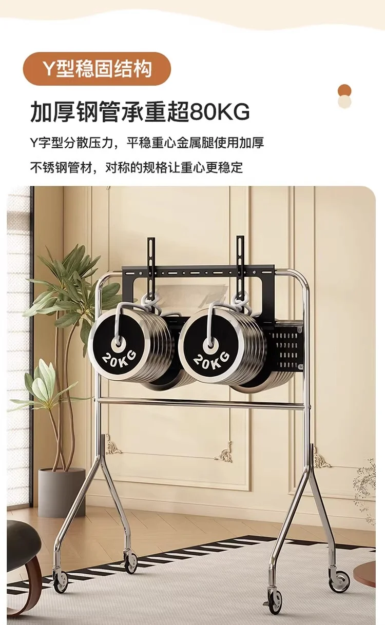 Home Simple Mobile TV Stand Stainless Steel Multifunctional Rolling Cart with Storage for Living Room Bedroom Office Small Space