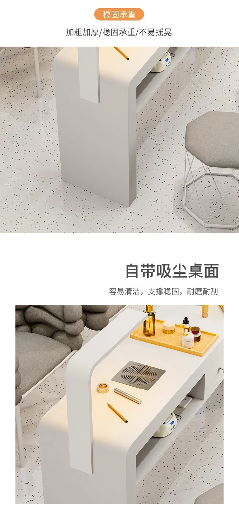 Cream French Nail Table With Lamp Glamour Design European Nail Table Storage Simple Mesa De Manicurista Beauty Salon Furniture