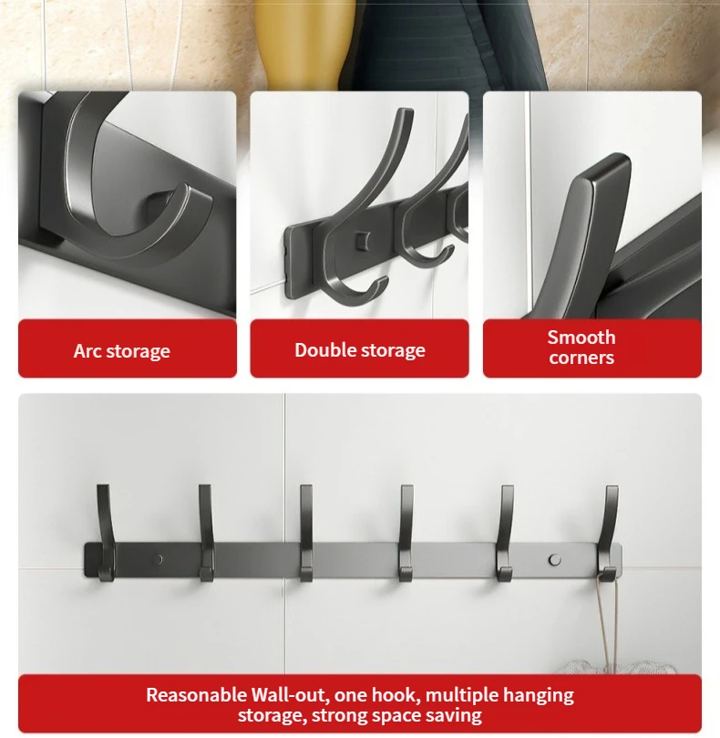 Wall-mounted and Door-Back Hanging Hooks, No-Drill, Strong Load Capacity for Entryway, Clothing & Hat Hooks