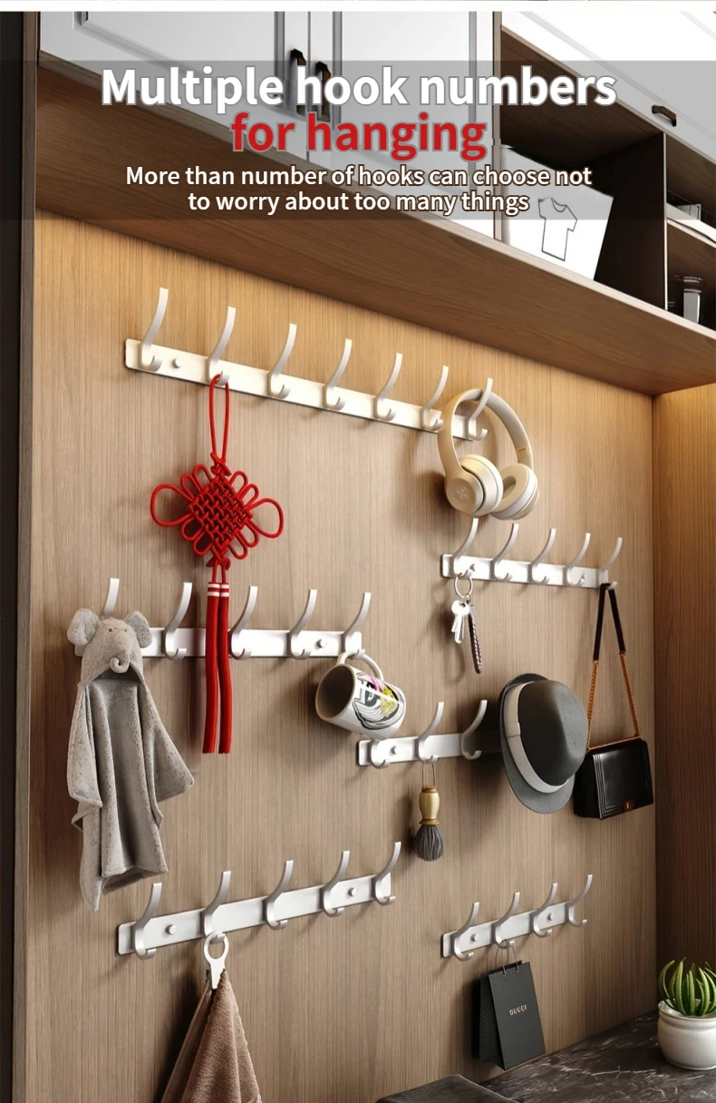 Wall-mounted and Door-Back Hanging Hooks, No-Drill, Strong Load Capacity for Entryway, Clothing & Hat Hooks