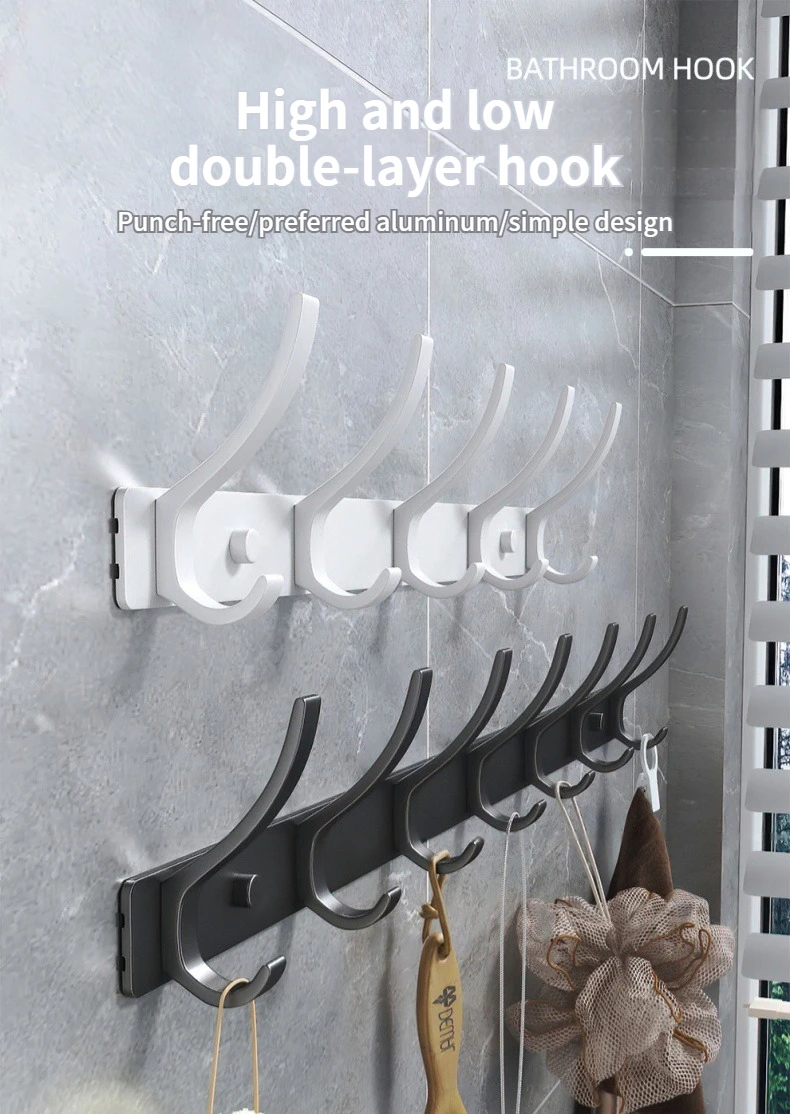 Wall-mounted and Door-Back Hanging Hooks, No-Drill, Strong Load Capacity for Entryway, Clothing & Hat Hooks