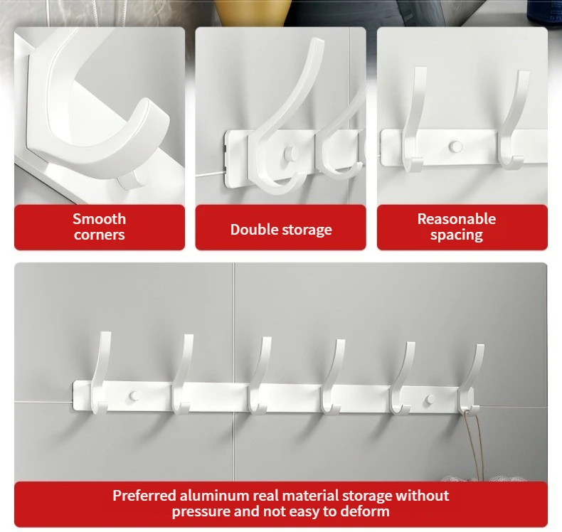 Wall-mounted and Door-Back Hanging Hooks, No-Drill, Strong Load Capacity for Entryway, Clothing & Hat Hooks