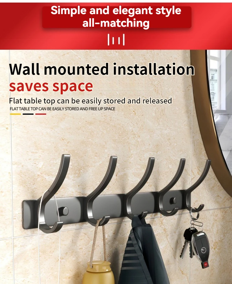 Wall-mounted and Door-Back Hanging Hooks, No-Drill, Strong Load Capacity for Entryway, Clothing & Hat Hooks