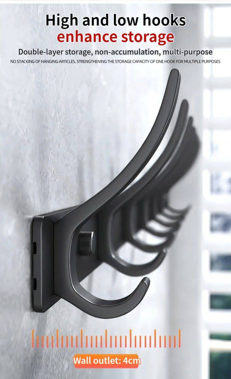 Wall-mounted and Door-Back Hanging Hooks, No-Drill, Strong Load Capacity for Entryway, Clothing & Hat Hooks