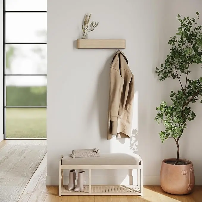 Door-Mounted Organizer Scandinavian Wall Shelf for Bedroom/Hallway/Closet Storage Solution for Coats & Accessories Nordic Modern