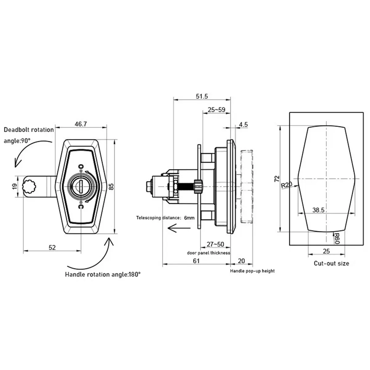 Compartment Door Locker PUSH Door Lock W/ 2keys for Swift Elldis Caravan Motorhome