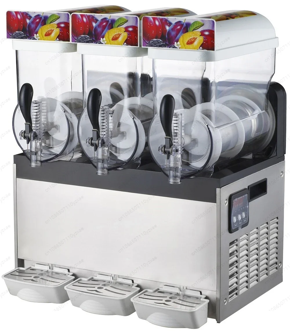 Commercial Dual Tank Slush Machine, 18L Stainless Steel Slushy Maker for Bubble Tea Shop, High Power Freezing