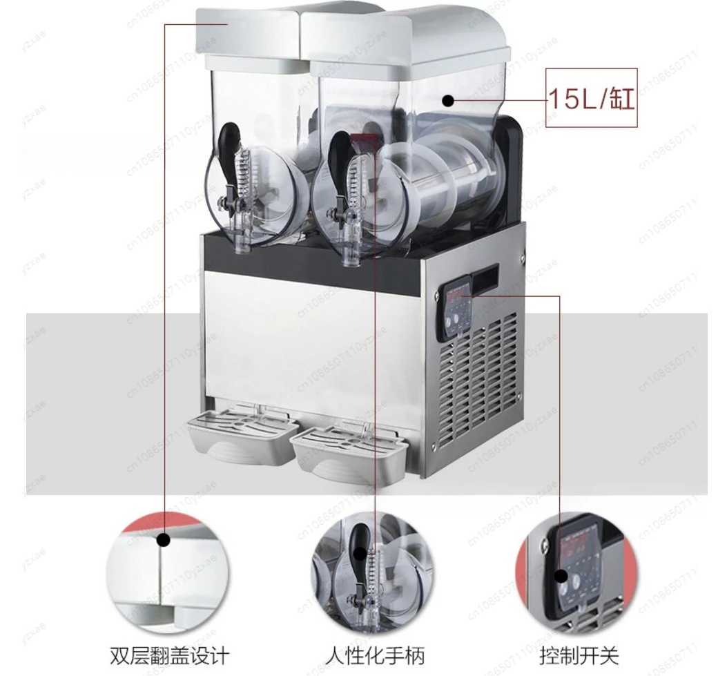 Commercial Dual Tank Slush Machine, 18L Stainless Steel Slushy Maker for Bubble Tea Shop, High Power Freezing
