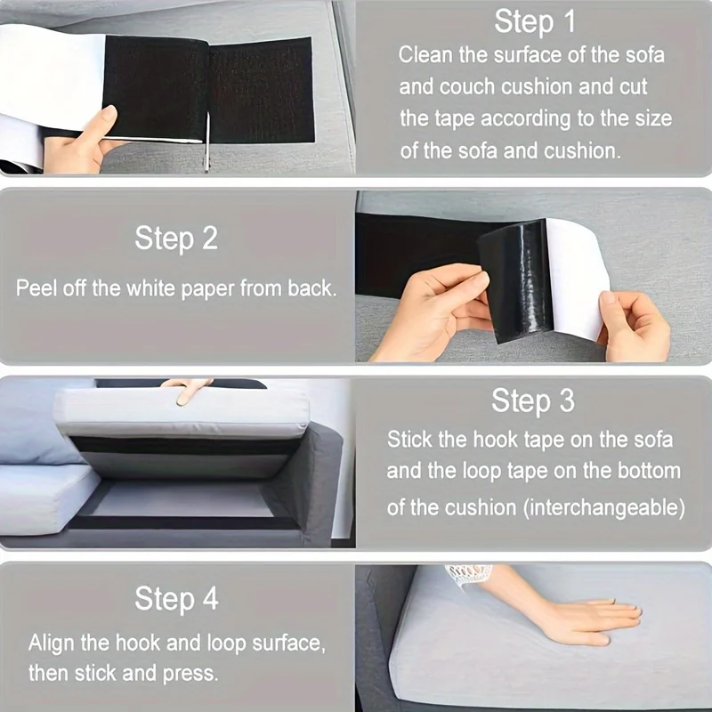 1/2 Rolls Couch Cushion Grip Tape Keep Couch Cushions From Sliding - Non Slip Cushion Pads,Strips with Adhesive for Fabric