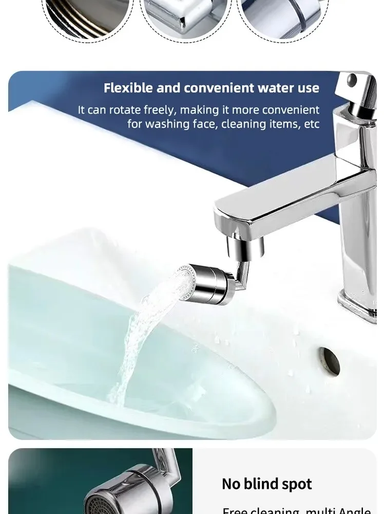 720°Universal Kitchen Faucet Anti-splash Aerator Bathroom Tap Rotatable Faucet Sprayer Saving Water Tap Nozzle Extender Adapter