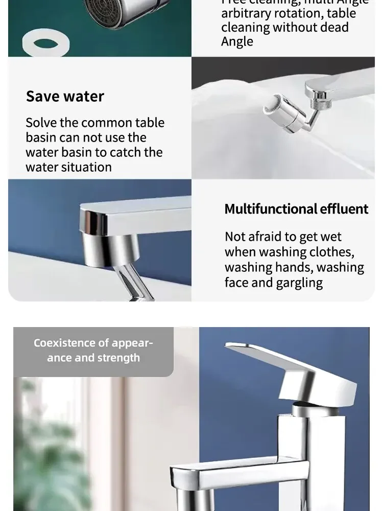 720°Universal Kitchen Faucet Anti-splash Aerator Bathroom Tap Rotatable Faucet Sprayer Saving Water Tap Nozzle Extender Adapter