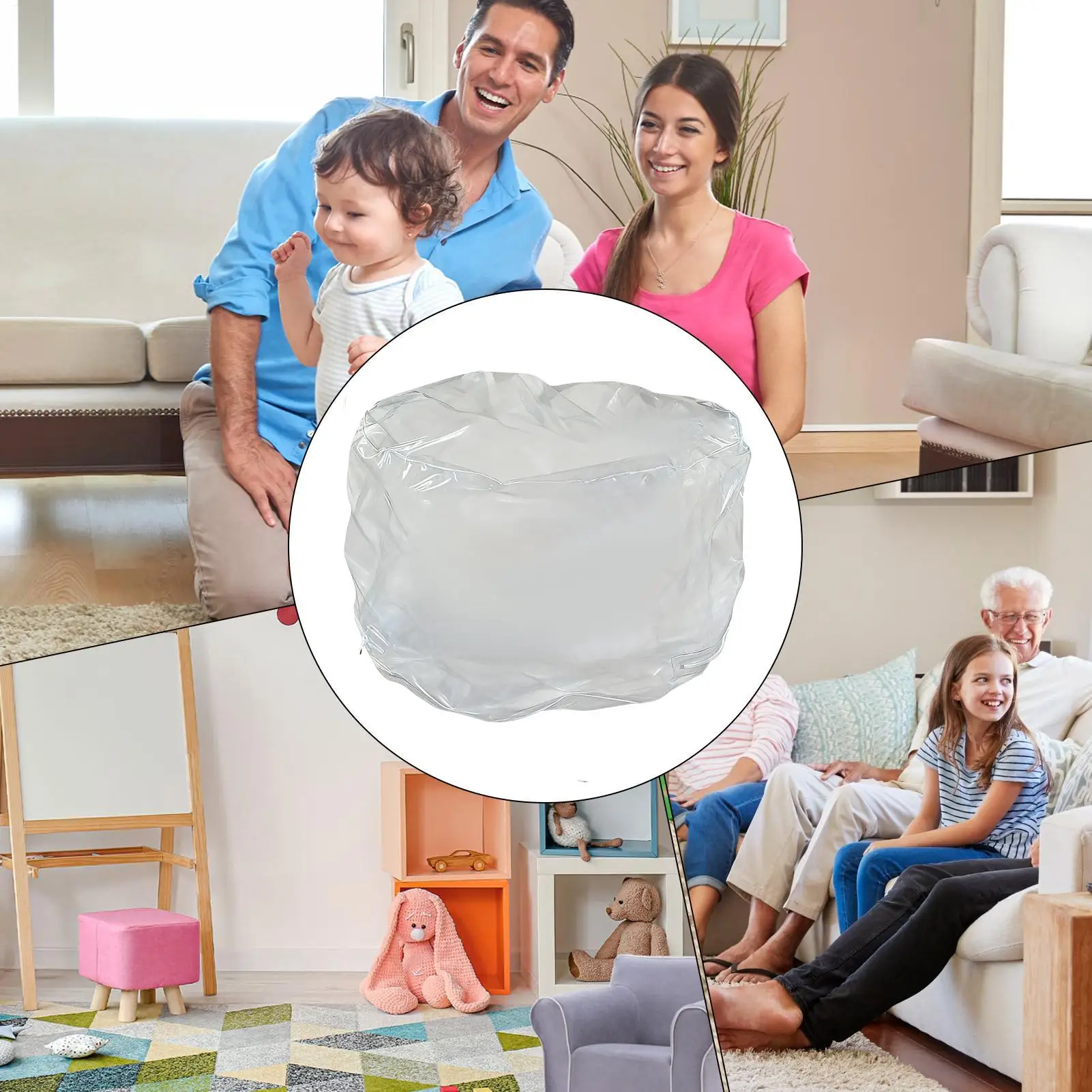 Clear Animal Storage Chair Plush Bean Bag Seat with Waterproof Cover for Kids Bedroom Playroom Nursery Home Decor