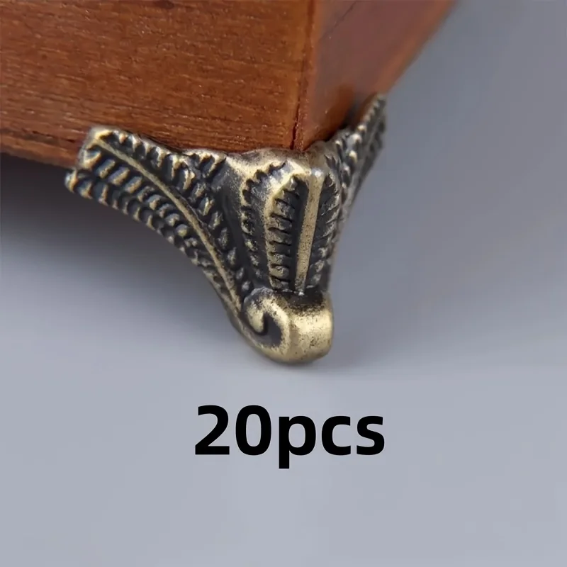 20PCS Antique Box Bracket Antique Corner Protectors Jewelry Box Decorative Leg Corner Bracket Wooden Case Feet Leg 