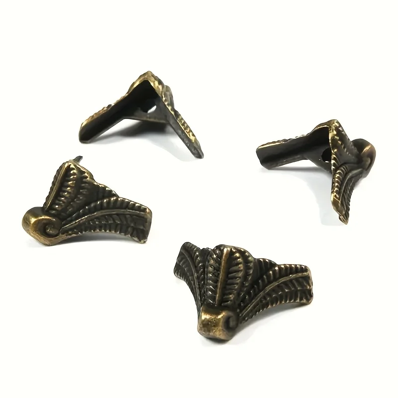 20PCS Antique Box Bracket Antique Corner Protectors Jewelry Box Decorative Leg Corner Bracket Wooden Case Feet Leg 
